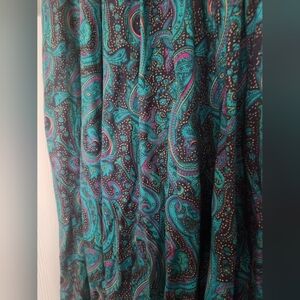 Vintage Elliott Lauren Wool Challis Floral Midi Skirt Pleated Pockets